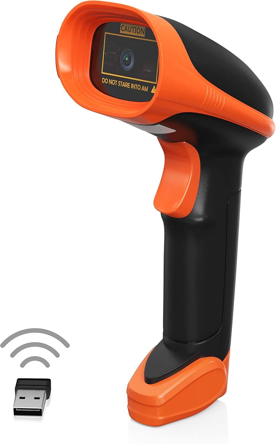 Ambir Technology Inc - AMBIR BR200 Wireless/USB Barcode Scanner: Supports-1D,2D,PDF417, & QR barcodes. OS: Win, Mac, Linux, Android-Black - Black and Orange