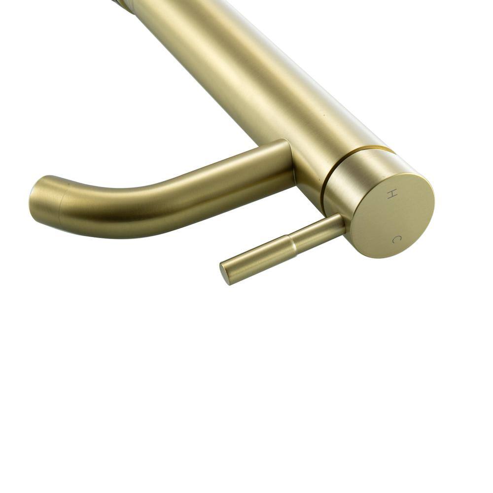 Alt View 1. Elegant Kitchen and Bath - Victor Single Hole Single Handle Bathroom Faucet in Brushed Gold - Brushed Gold.