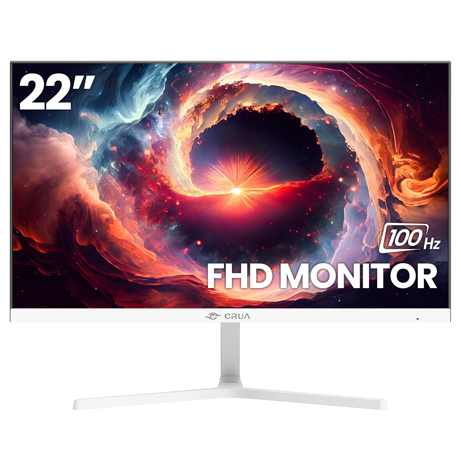 CRUA - 22 Inch Computer Monitor,FHD 1080P/100Hz,120 sRGB,Low Blue Light,Wall Mountable,VGA & HDMI