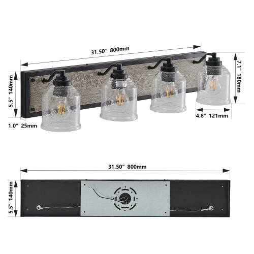 140mm 5.5"  
31.50" 800mm  
4.8" 121mm  
7.1" 180mm  
1.0" 25mm