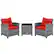 Alt View 9. Costway - 3 PCS Patio Rattan Furniture Bistro Set Cushioned Sofas Side Table Armrest - Grey + Red.