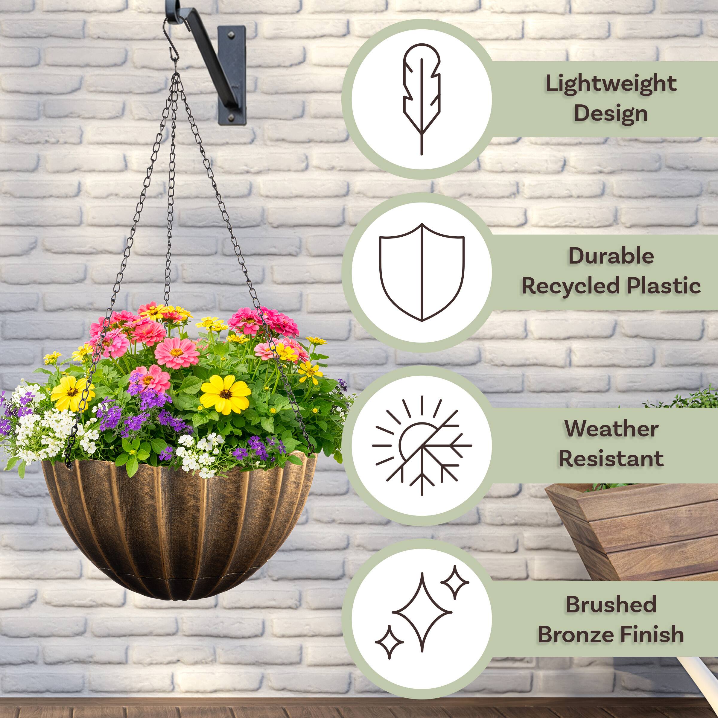 - Lightweight Design
- Durable Recycled Plastic
- Weather Resistant
- Brushed Bronze Finish