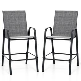 Boyel Living - Gray with Armrests Outdoor Durable Set of 2 Bar Stools - Dark Gray
