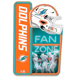 Open Road Brands - Miami Dolphins 13" x 19.5" Fan Zone Metal Sign - Teal