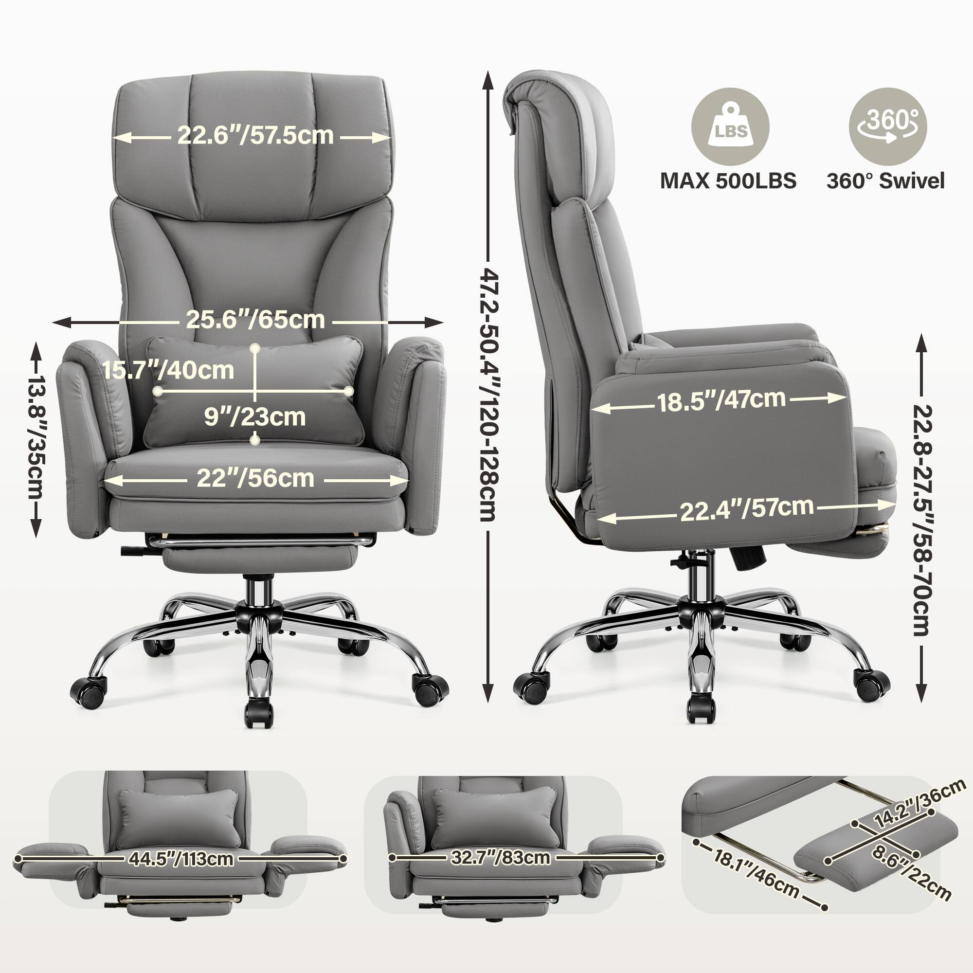 13.8"/35cm  
22.6"/57.5cm  
25.6"/65cm  
15.7"/40cm  
9"/23cm  
22"/56cm  
44.5"/113cm  
47.2-50.4"/120-128cm  
32.7"/83cm  
LBS MAX 500LBS  
360 Swivel  
18.5"/47cm  
22.4"/57cm  
22.8-27.5"/58-70cm  
14.2"/36cm  
18.1"/46cm  
8.6"/22cm