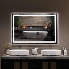 Homhougo - Smart LED Bathroom Mirror Anti-Fog Stepless Dimming Front/Back Light Shatter-Proof