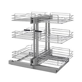 Rev-A-Shelf - Pullout Corner Cabinet Organizer w/ Soft-close Three-Tier, 5PSP3-15SC-CR - Silver