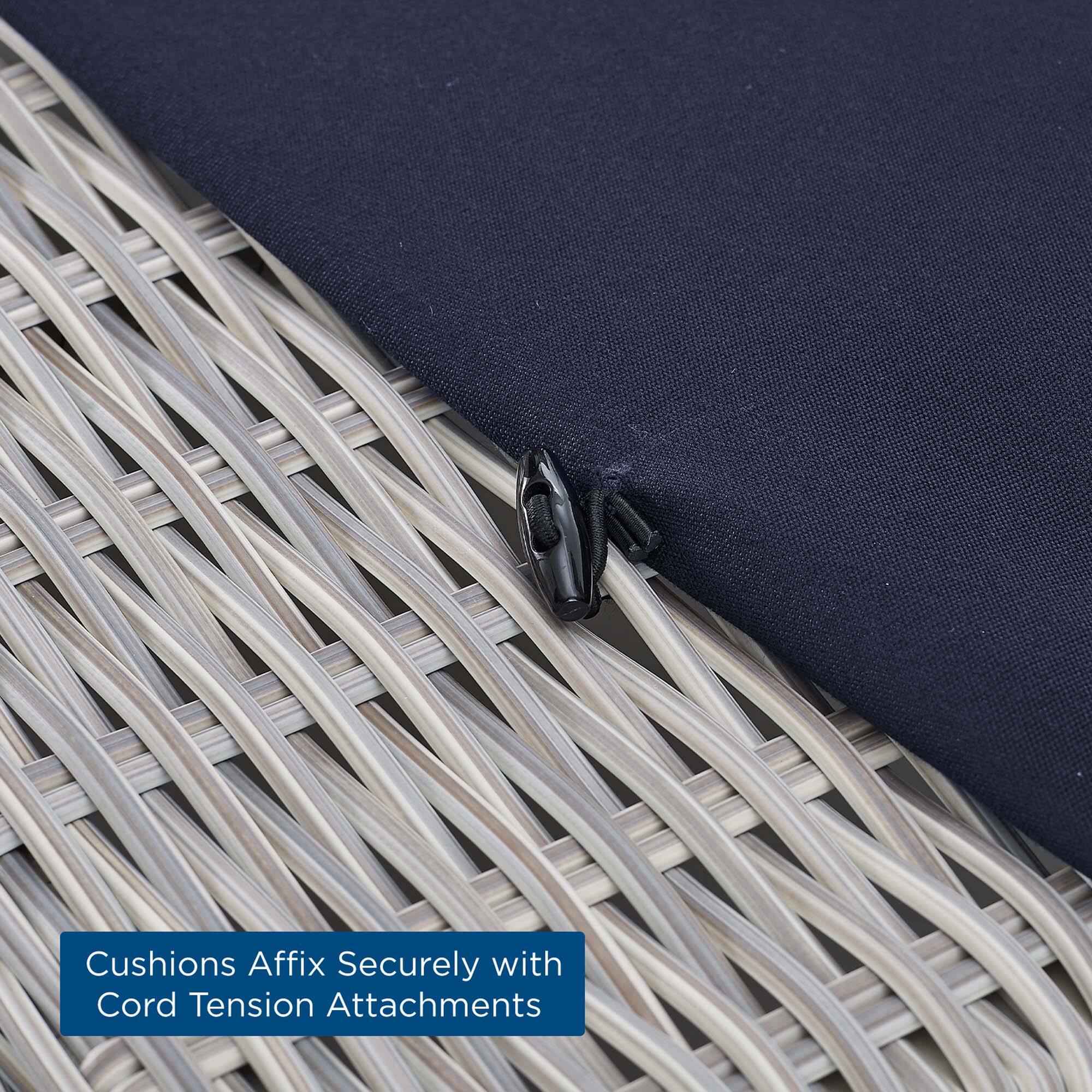 Cushions Affix Securely with Cord Tension Attachments