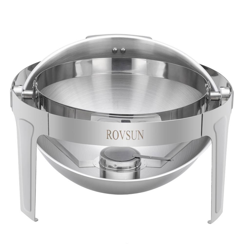 Alt View 2. Winado - Chafing Dish Buffet Set 6 QT Roll Top Stainless Steel Chafer with Food Pan, Water Pan, Fuel Holder for Hotel Breakfast - Silver.