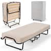 Front. Costway - Costway Folding Bed w/Memory Foam Mattress Dust-Proof Bag Rollaway Metal Bed Sleeper Made in Italy - Black.