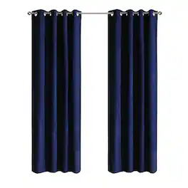 Commonwealth Home Fashions - Thermaplus Chenille 100% Blackout Grommet Exclusive Curtains for Livingroom Bedroom 52" x 108" - Dark Navy