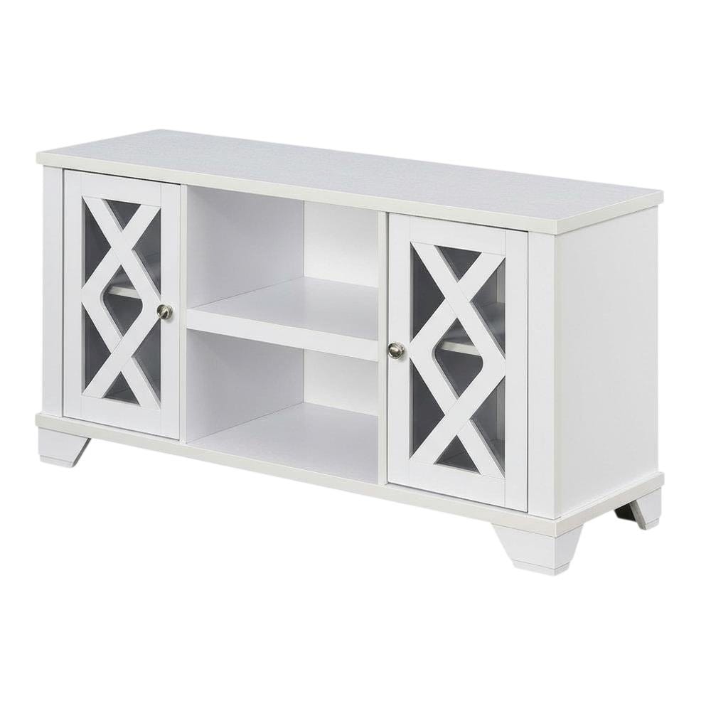 FurniFact - TV stand with storage cabinets and open shelves for 55-inch TVs - White