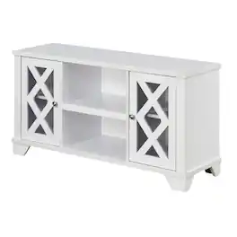 FurniFact - TV stand with storage cabinets and open shelves for 55-inch TVs - White