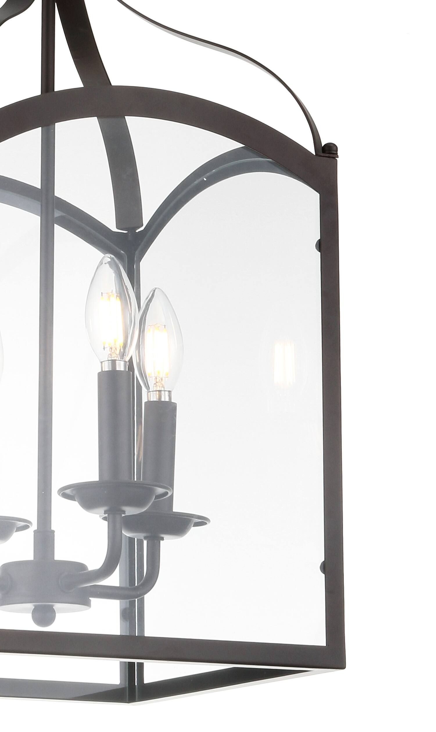 Alt View 4. Jonathan Y - Ruth 11" 4-light Traditional Classic Lantern Metal/Glass LED Pendant, Oil Rubbed Bronze - Oil Rubbed Bronze / Clear.
