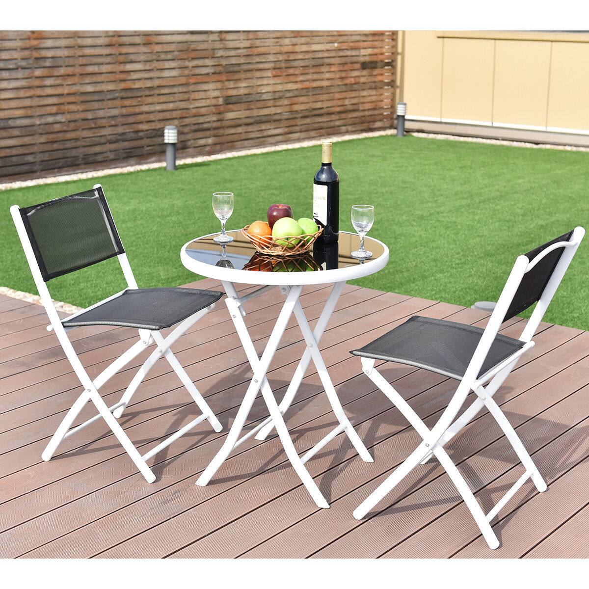 Alt View 1. Costway - Costway 3 PCS Folding Bistro Table Chairs Set Garden Backyard Patio Furniture - Black.