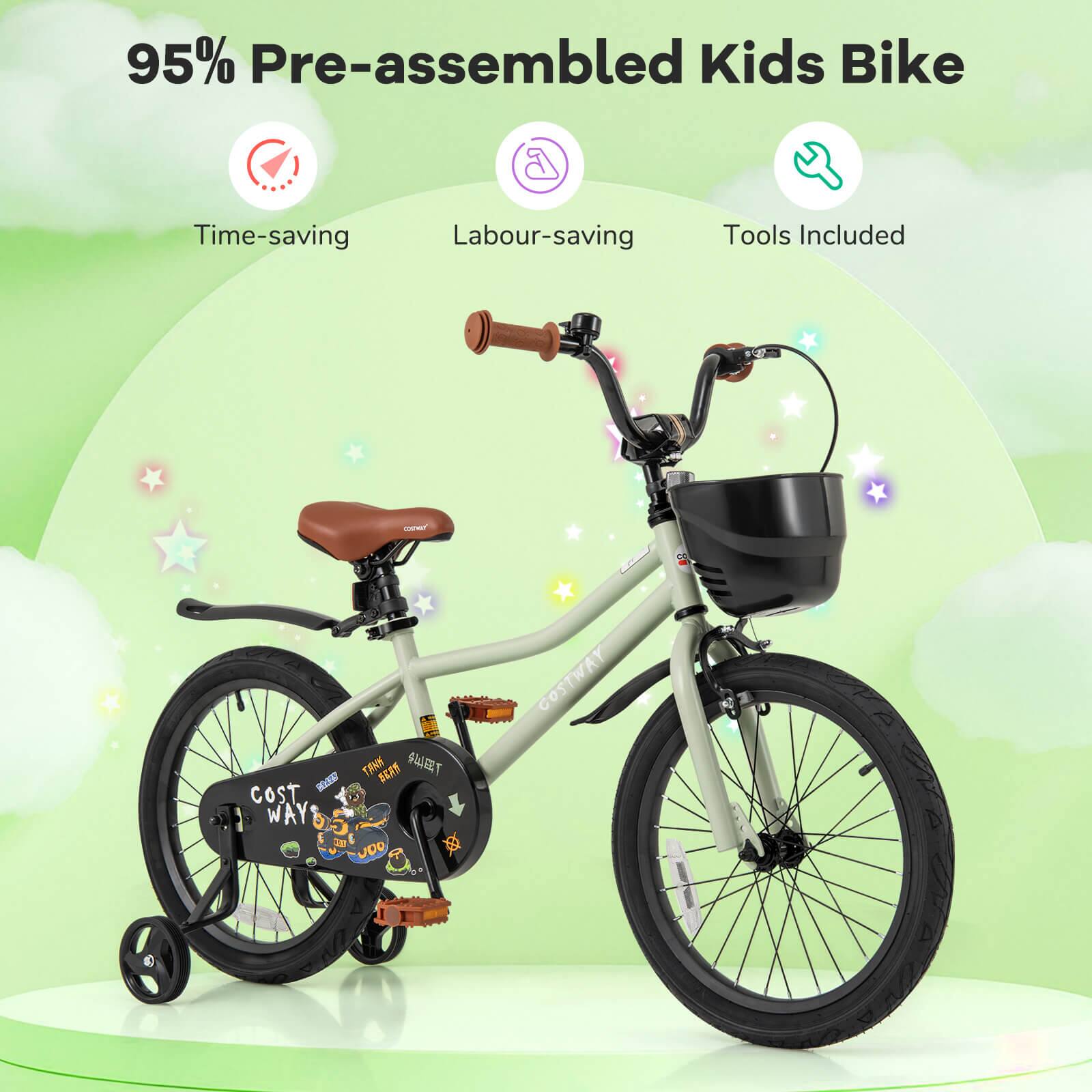 95% Pre-assembled Kids Bike

Time-saving  
Labour-saving  
Tools Included