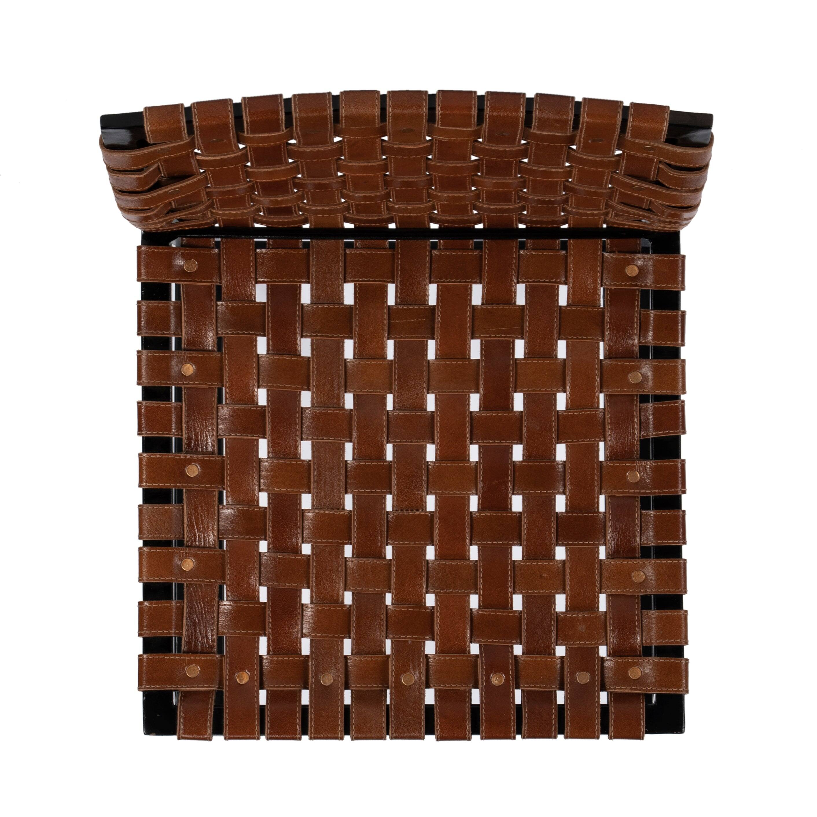 Alt View 2. Butler Specialty - Urban 30 in. Seat Height Rectangular Woven Leather Bar Stool with Back - Medium Brown.