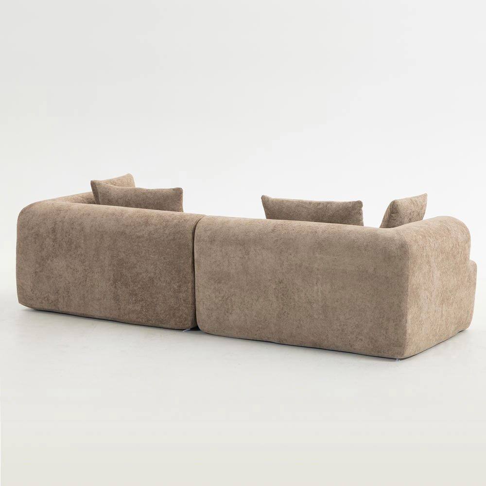 Alt View 2. Kadyn - 96" Full-Foam Modular Sectional Sofa, 2-Piece Boucle Cloud Couch, Compressed Shipping - Brown.