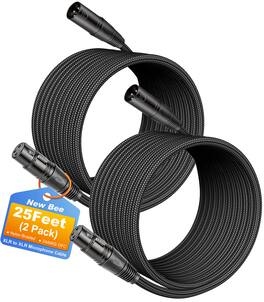New Bee - XLR Cable 25ft 2-Pack Male to Female Microphone Cable