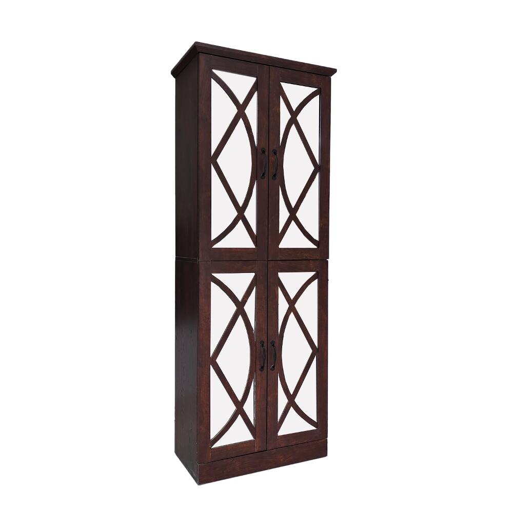 Alt View 3. Loheer - Loheer 68-inch tall shoe cabinet with doors, Walnut Brown 8-tier shoe storage cabinet, 25.6 W x 68 H - Walnut Brown.