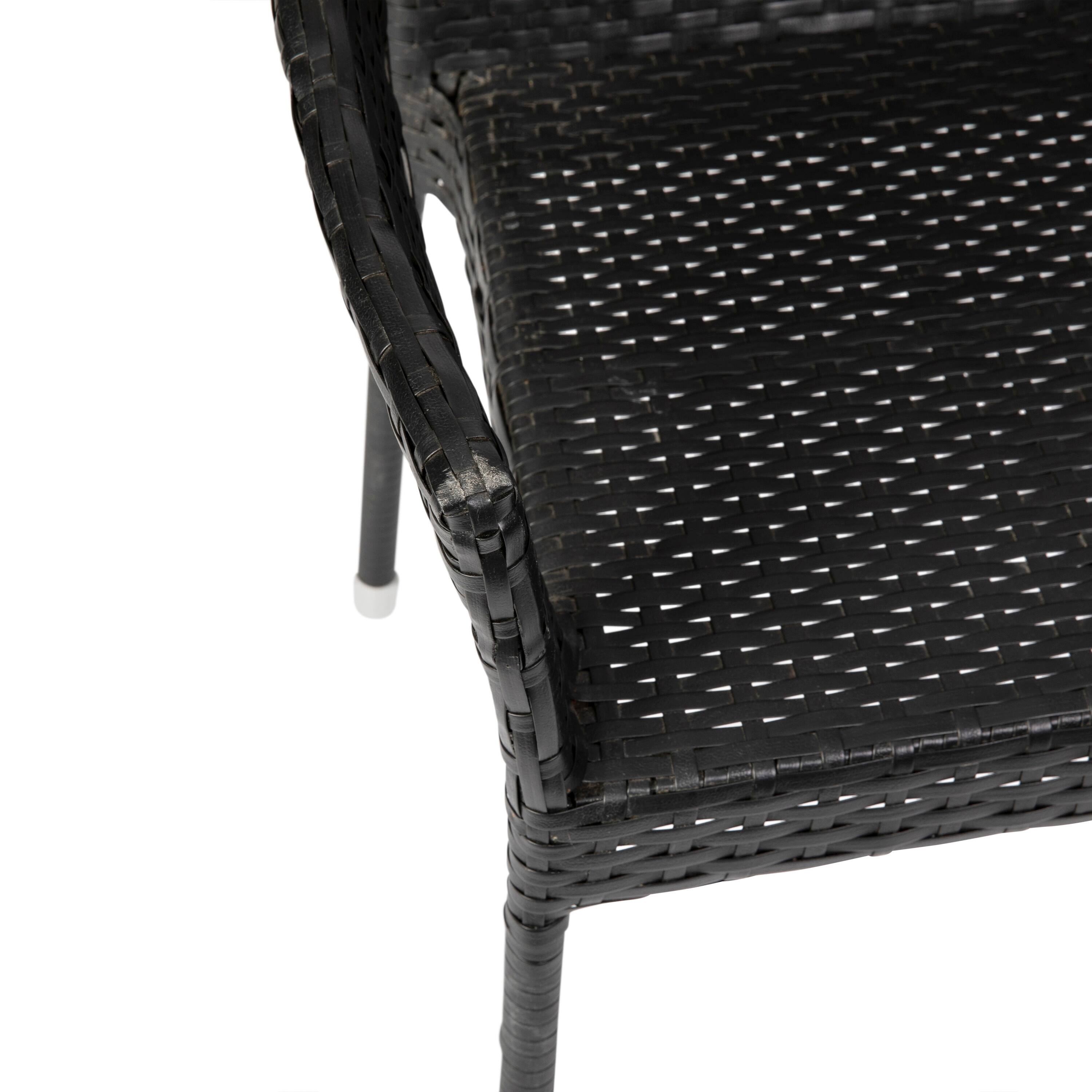 Alt View 10. Emma + Oliver - Embry All-Weather Indoor/Outdoor Stacking Patio Dining Chair with Steel Frame and Weather Resistant PE Rattan - Black.