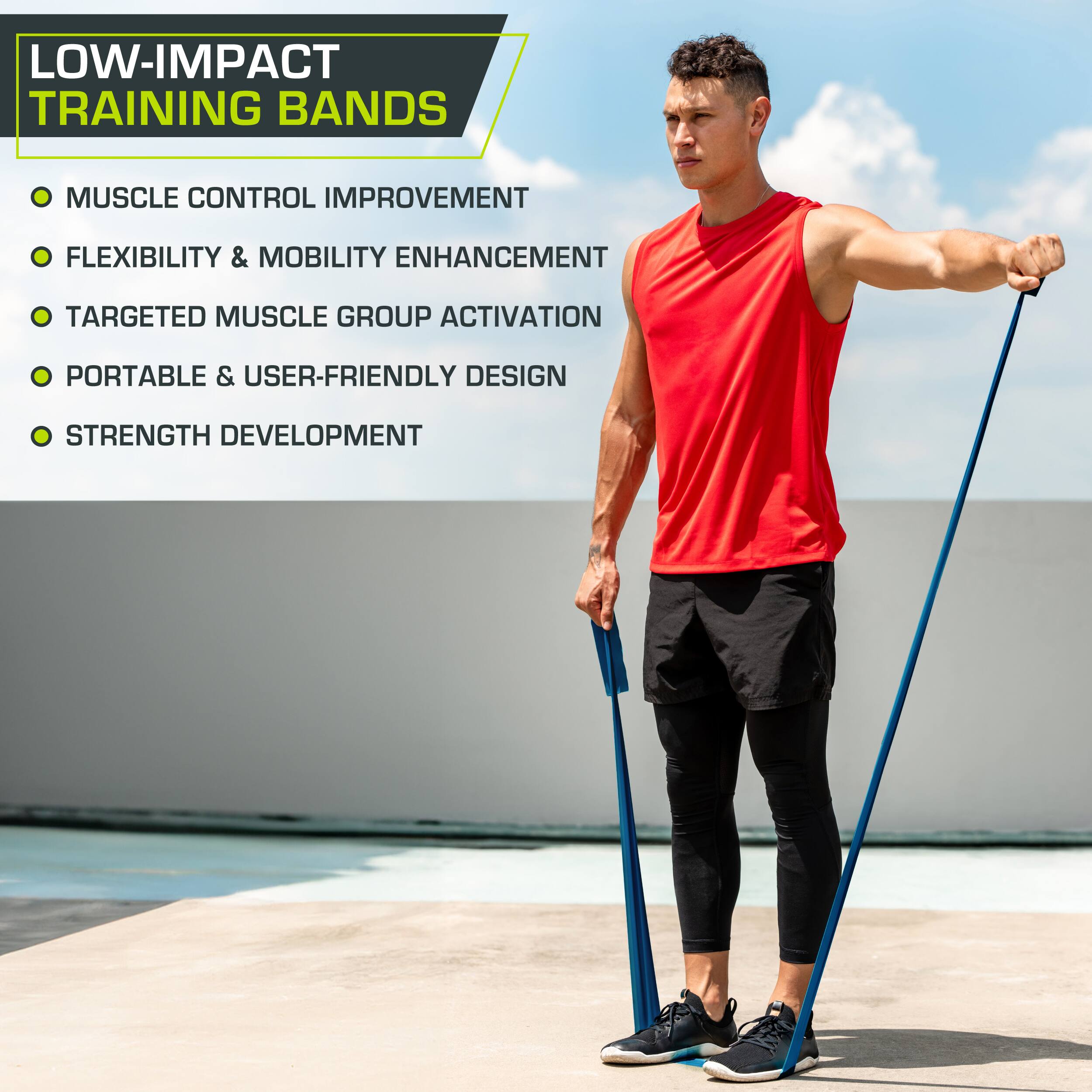 LOW-IMPACT TRAINING BANDS

- Muscle Control Improvement
- Flexibility & Mobility Enhancement
- Targeted Muscle Group Activation
- Portable & User-Friendly Design
- Strength Development