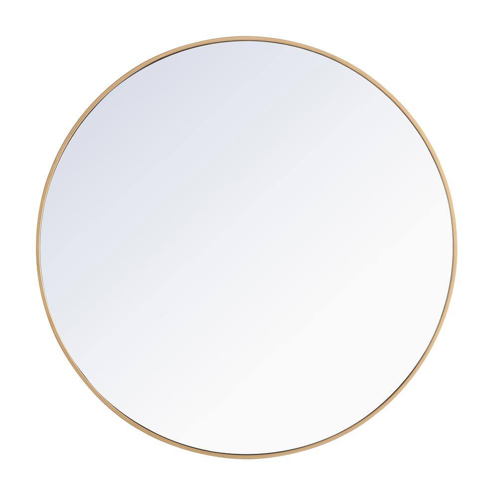 Alt View 4. Elegant Decor - Metal frame Round Mirror 42 inch Brass finish - Brass.