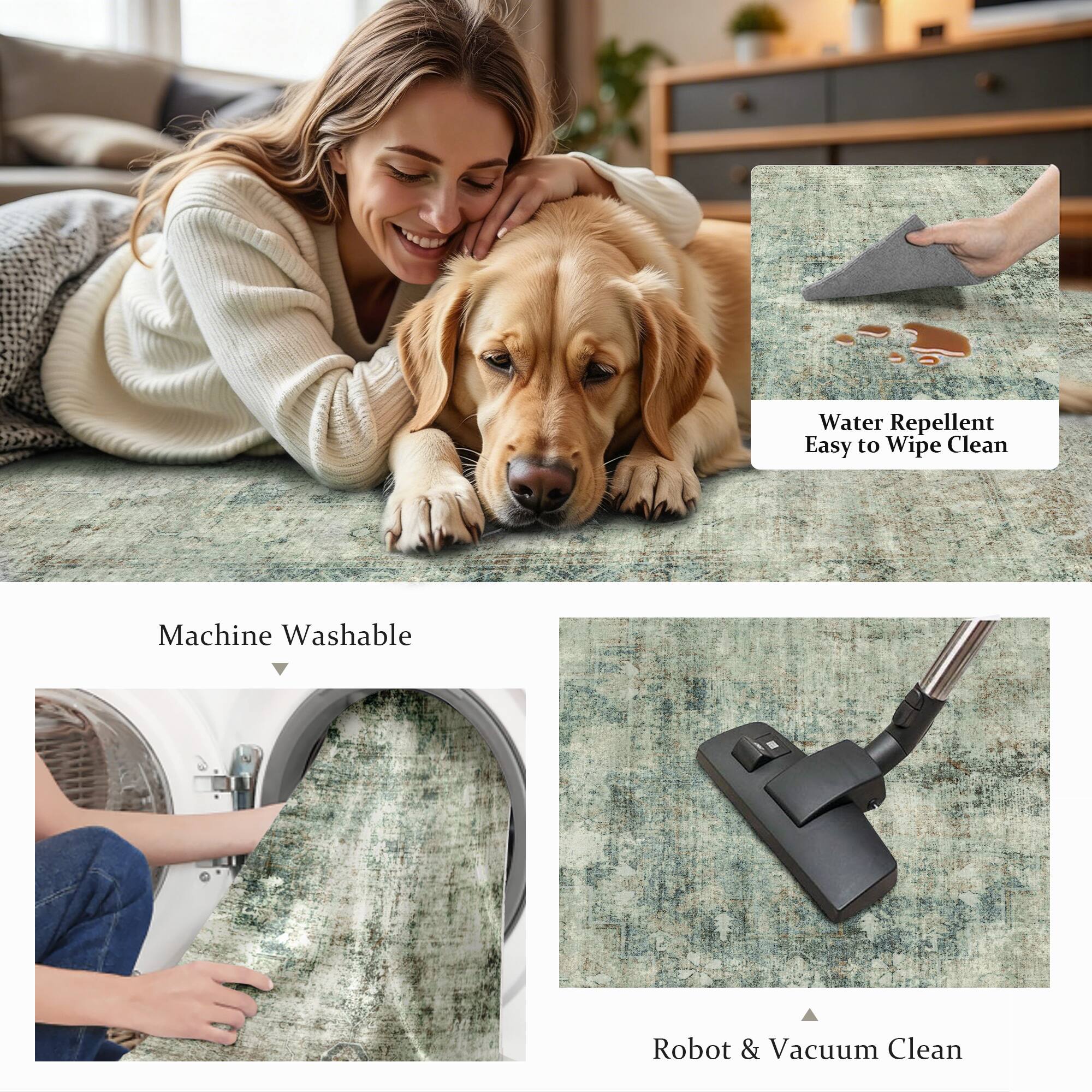 Water Repellent  
Easy to Wipe Clean  
Machine Washable  
Robot & Vacuum Clean