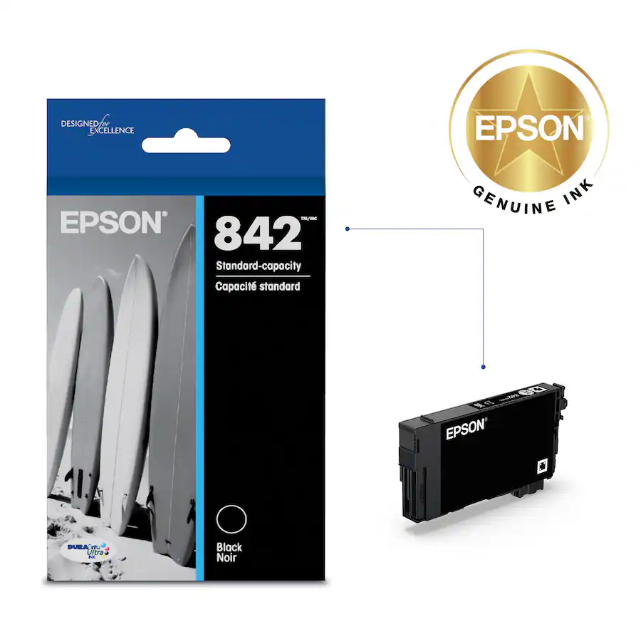 Black Ink Text Print Epson 842 DURABrite Ultra Ink Standard Capacity Black Cartridge ...