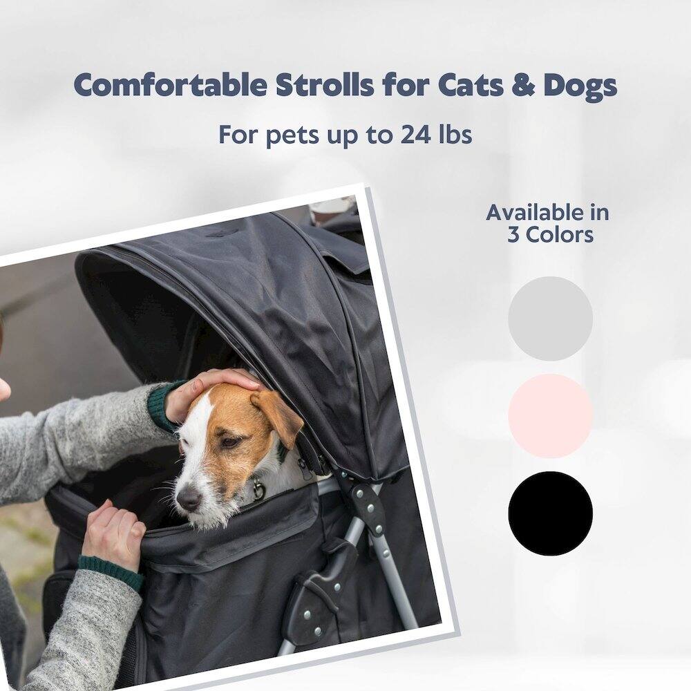 Comfortable Strolls for Cats & Dogs  
For pets up to 24 lbs  
Available in 3 Colors