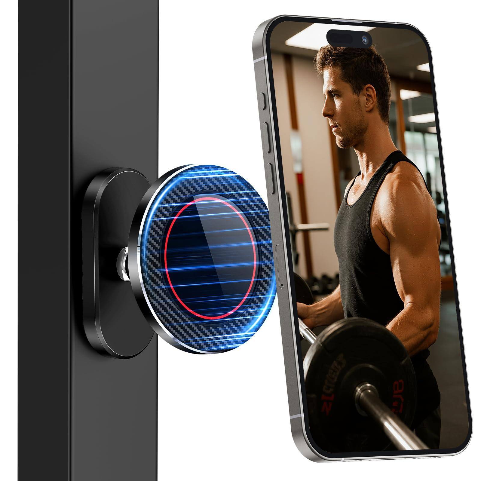 Front. PO3TICJUNKI3 - All  Gym Magnetic Phone Holder For Magsafe High end Workout Men Women Mount Accessories Compatible With 17 16 - Black.