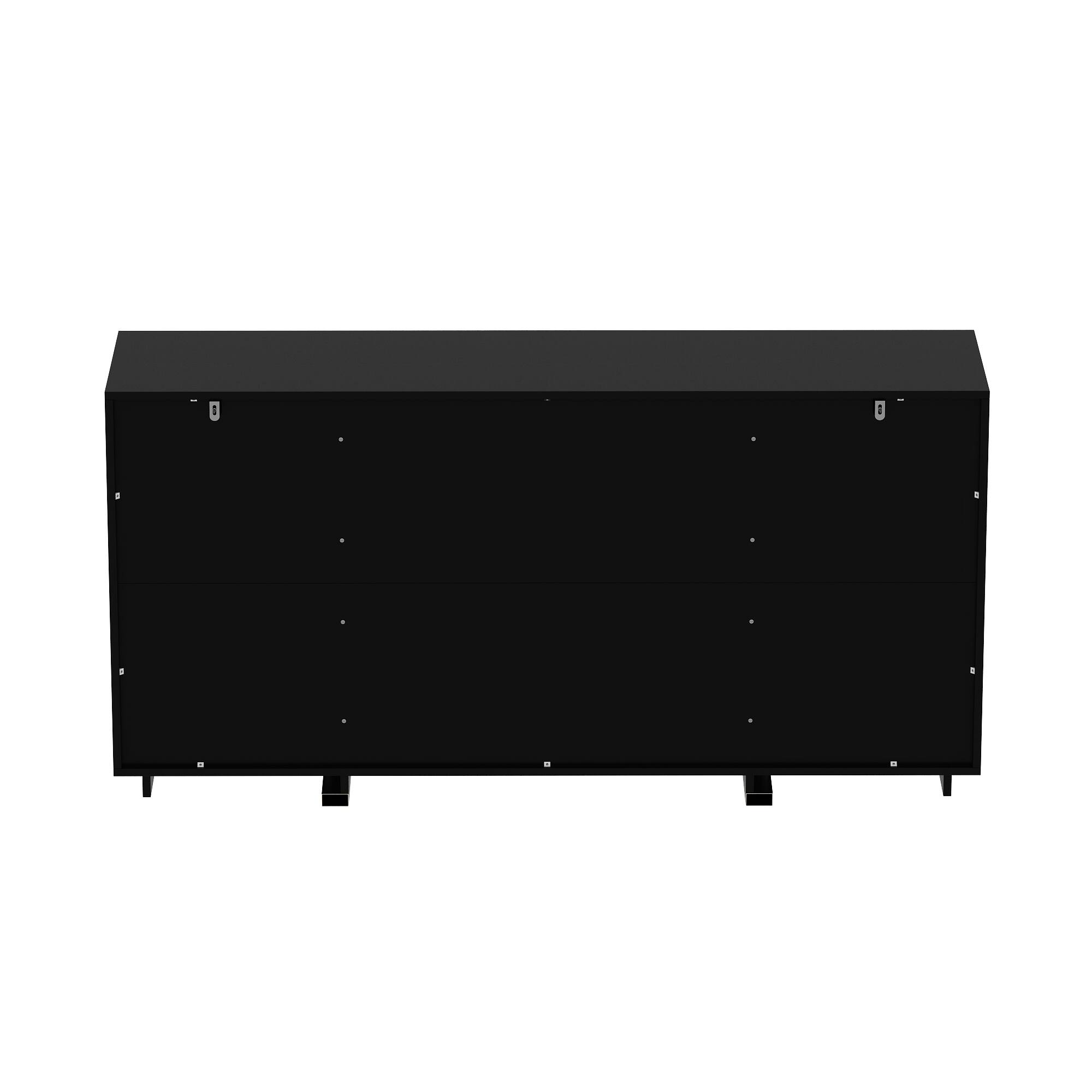 Back. FUFU & GAGA - FUFU&GAGA Marble - Patterned Sideboard & Accent Table: High - End Storage with Glass Doors for Living Room - Black.