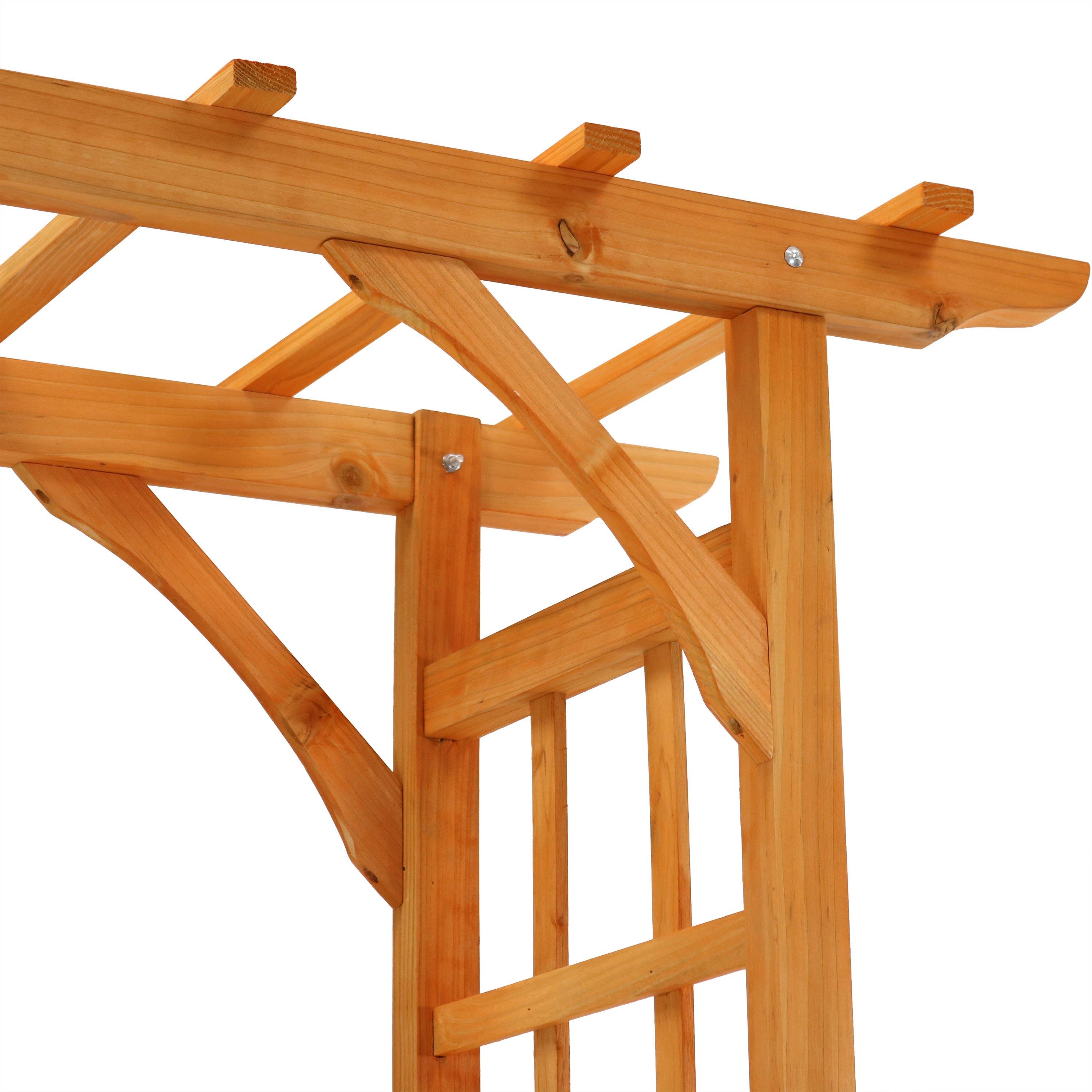 Alt View 7. Sunnydaze - Wooden Fir Arbor Weatherproof Arched Garden Walkway - 78 in - Brown.