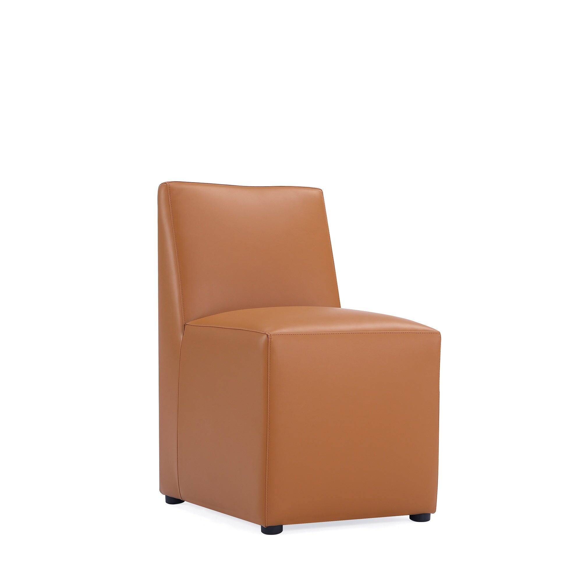 Back. Manhattan Comfort - Anna Square Modern Vegan Leather Dining Chair - Saddle Brown.
