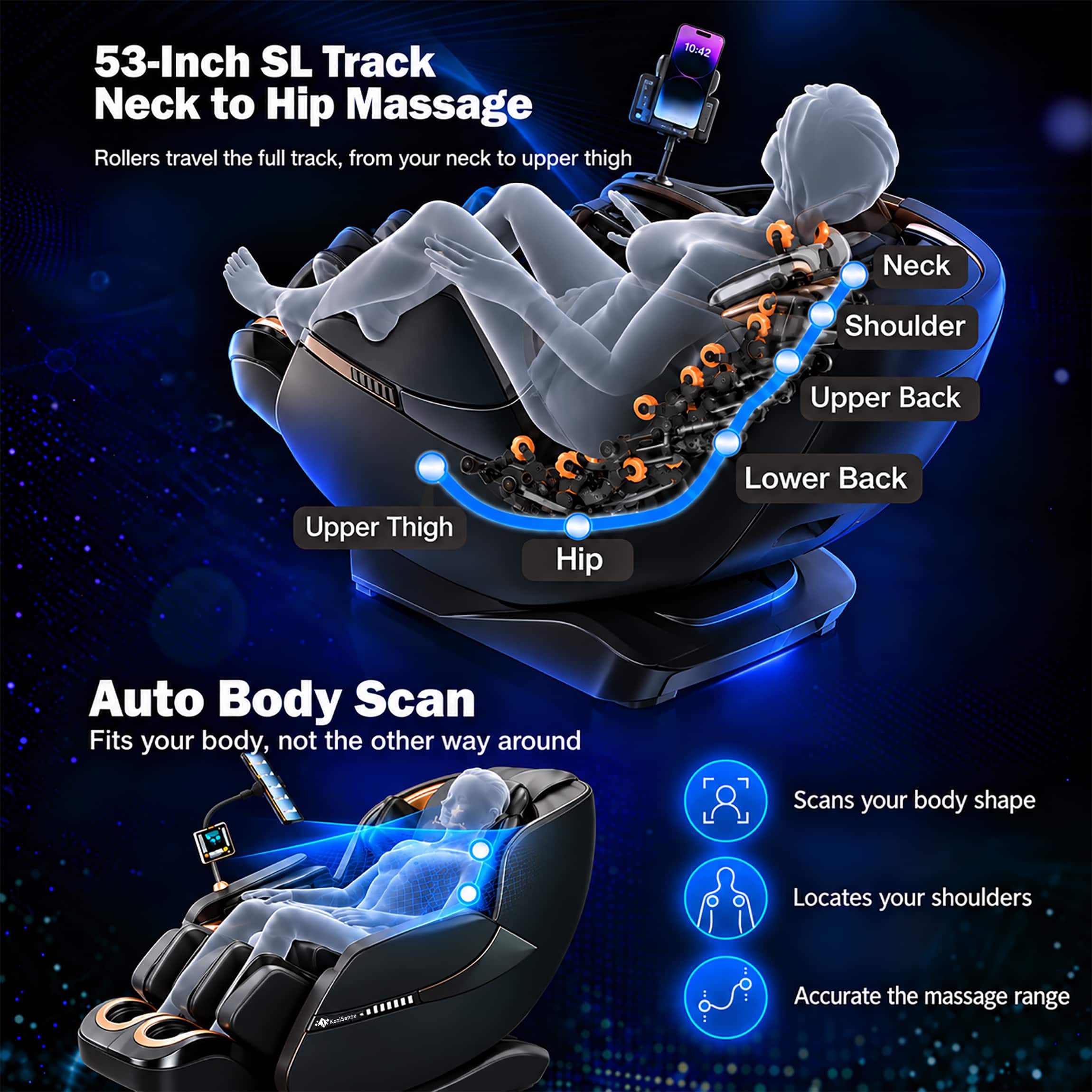 KoziSense KZ A18 Massage Chair Full Body,Zero Gravity SL Track