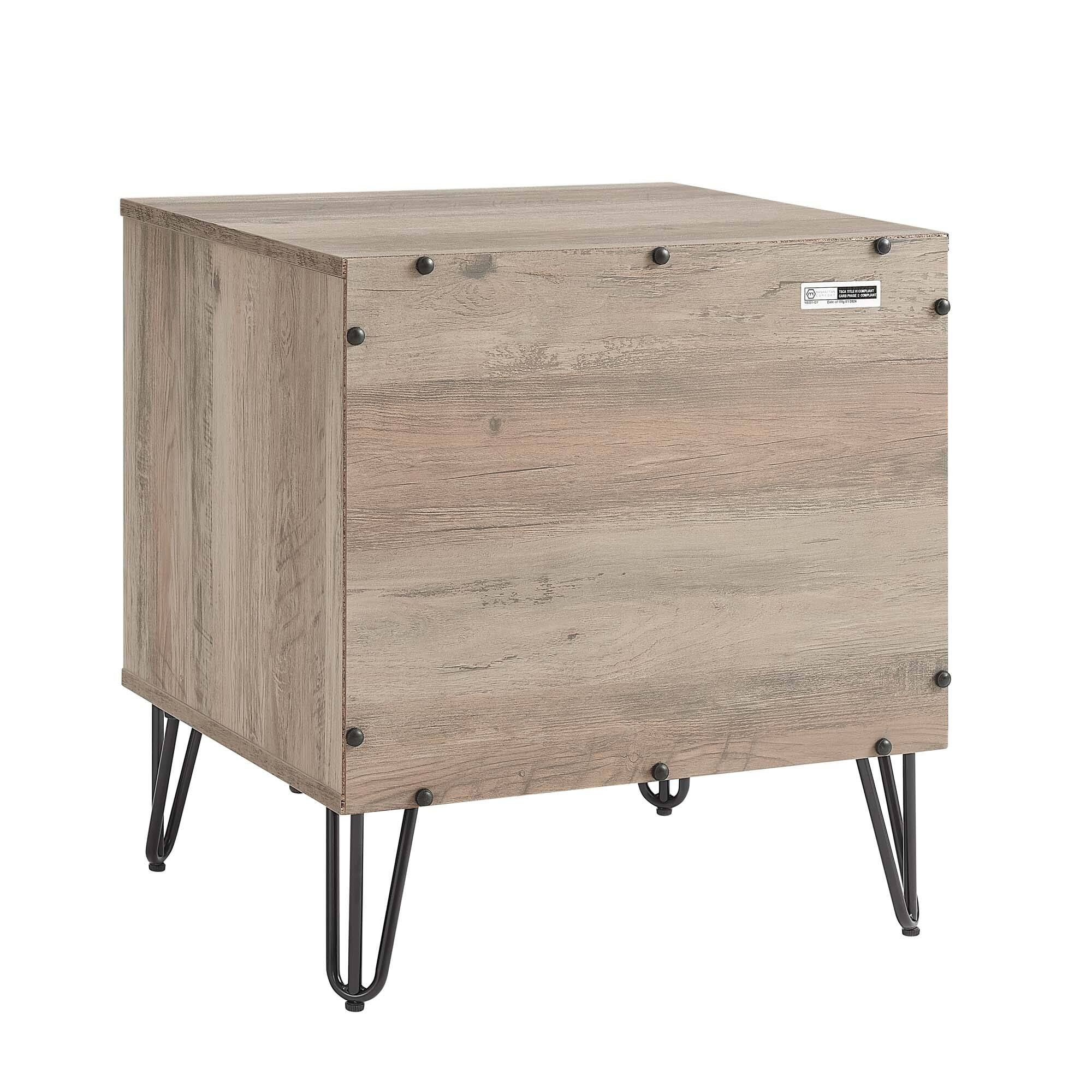 Alt View 4. Manhattan Comfort - Dumbo Modern 20" Fluted Nightstand - Set of 2 - Rustic Gray.