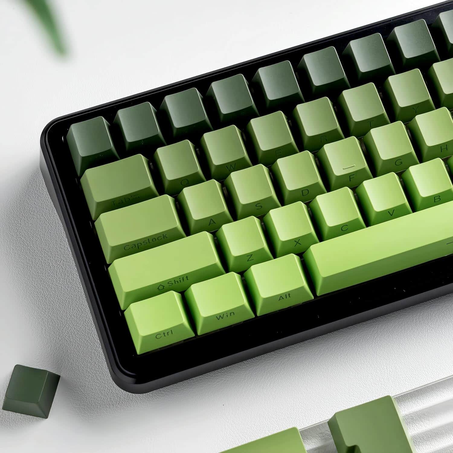 Womier - PBT Keycaps Set , Side Printed OEM Profile Key Caps for 100%, 75%, 65%, 60% Gaming MX Switch Mechanical Keyboard - Mocha Green