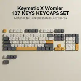 Womier - PBT Keycap Set, MOA Profile Dye-Sub Custom Keyboard Keycap for Cherry MX Switch US Layout Mechanical Keyboard - Gold-137 Keys