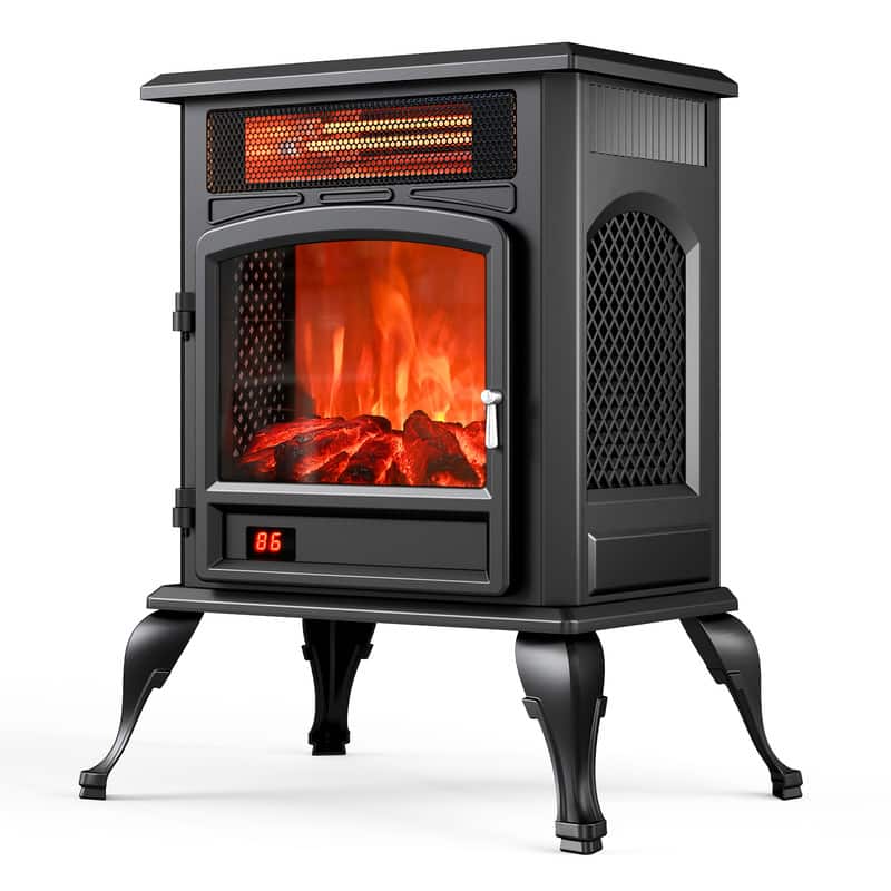 Front. Etust - Etust Electric Fireplace Heater 22.3", 3D Flame with Adjustable Brightness, Timer, Safety Protection, Indoor Use - Black.