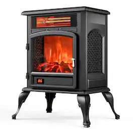 Etust - Electric Fireplace Heater 22.3", 3D Flame with Adjustable Brightness, Timer, Safety Protection, Indoor Use - Black
