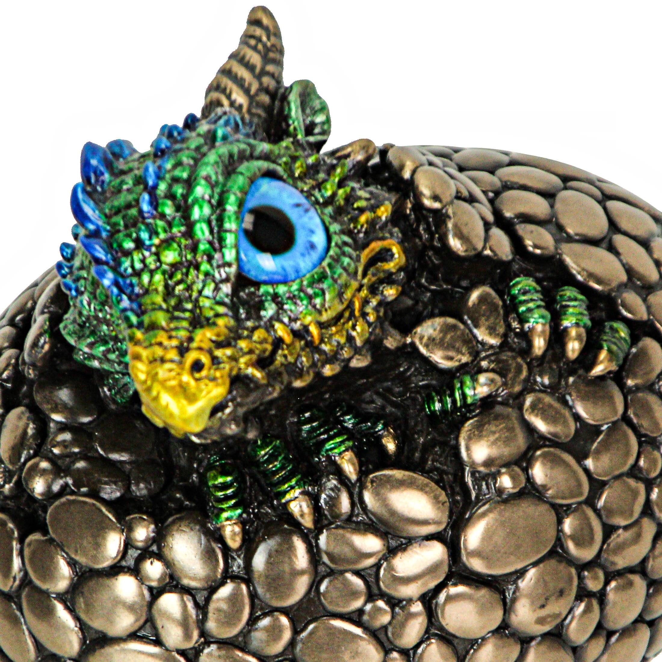 Alt View 5. Veronese Design - Bronze Finish Dragon Hatchling Figurine with Hand Painted Color Accents - Multicolored.