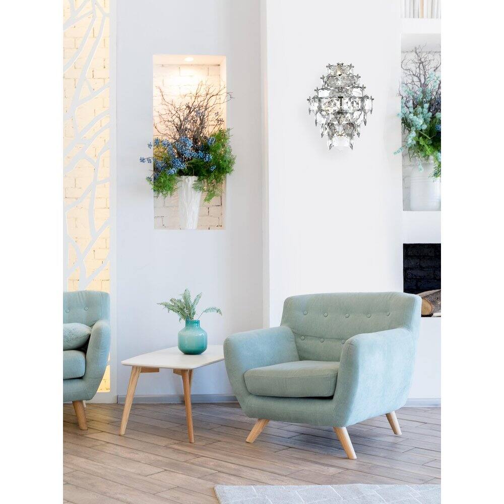 Alt View 3. Elegant Lighting - Adaline 18 Inch Wall Sconce In Chrome - Chrome And Clear.