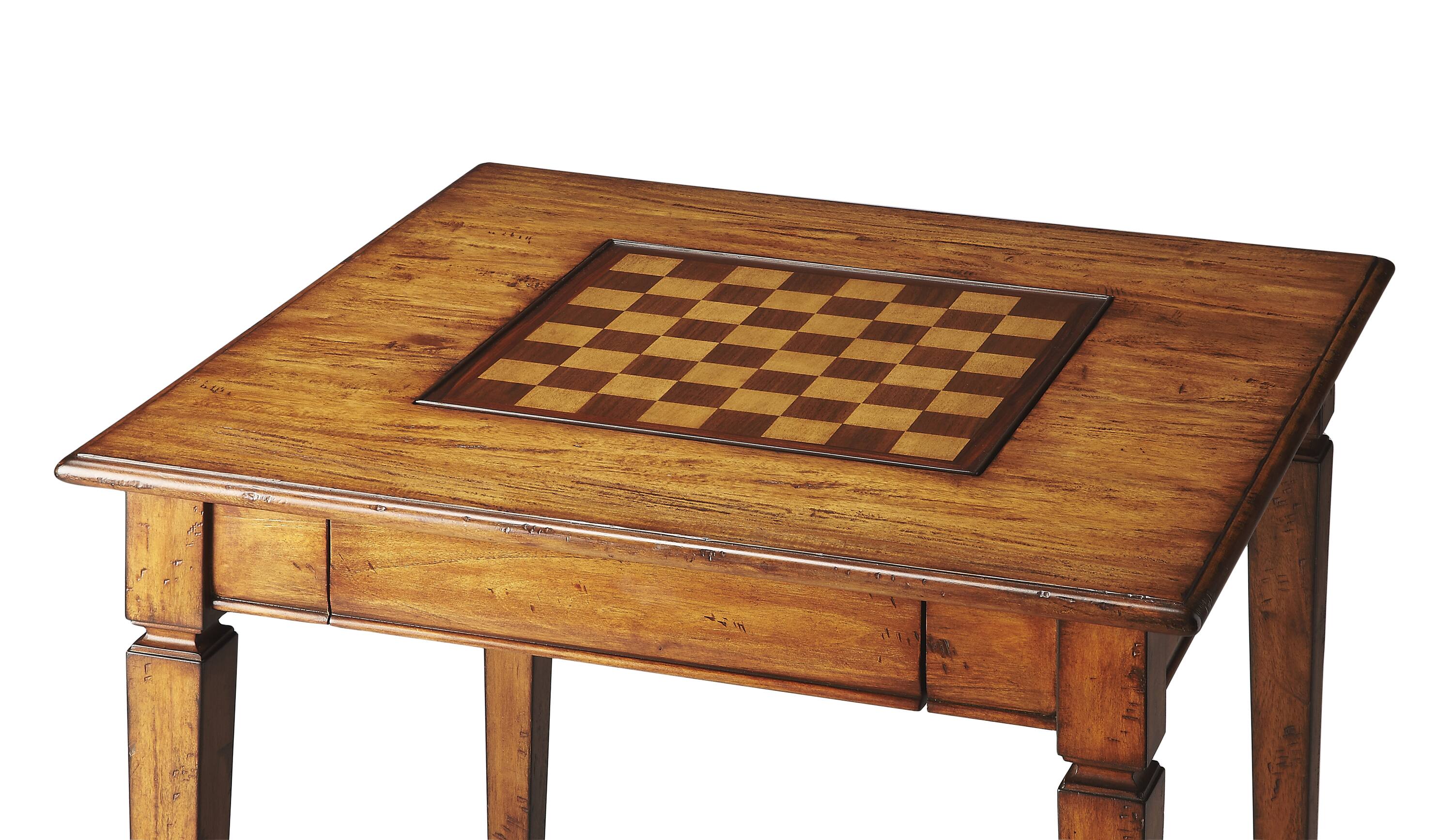 Alt View 1. Butler Specialty - Breckinridge 30 in. W Square Wood Rustic 1 Drawer Game Table with Flip Over Top - Light Brown.