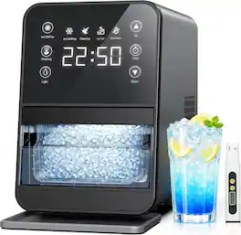 Ecozy Chillio - 40Lbs/24H Nugget Ice Maker, One-Touch Timer Control, Sonic Ice Machine with TDS Water Tester, Pull-Out Ice Basket - Gray