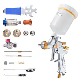 VEVOR - HVLP Air Spray Gun, Gravity Feed Paint Sprayer Gun with 3 Nozzles (1.3/1.4/1.7mm), 600ml Capacity Auto Paint Sprayer - Stainless Steel
