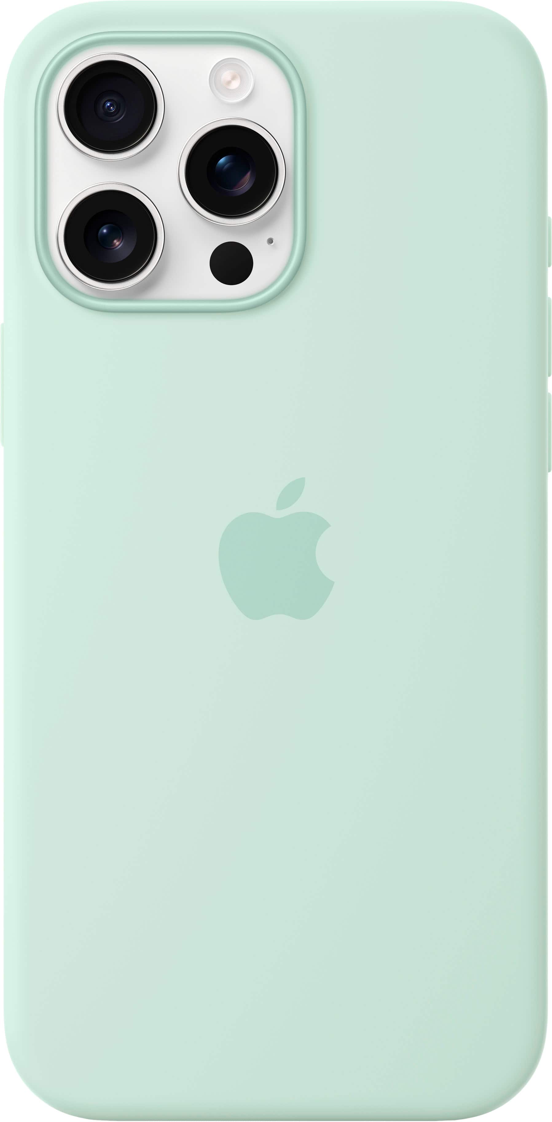 Front. Apple - iPhone 16 Pro Max Silicone Case with MagSafe - Aquamarine.