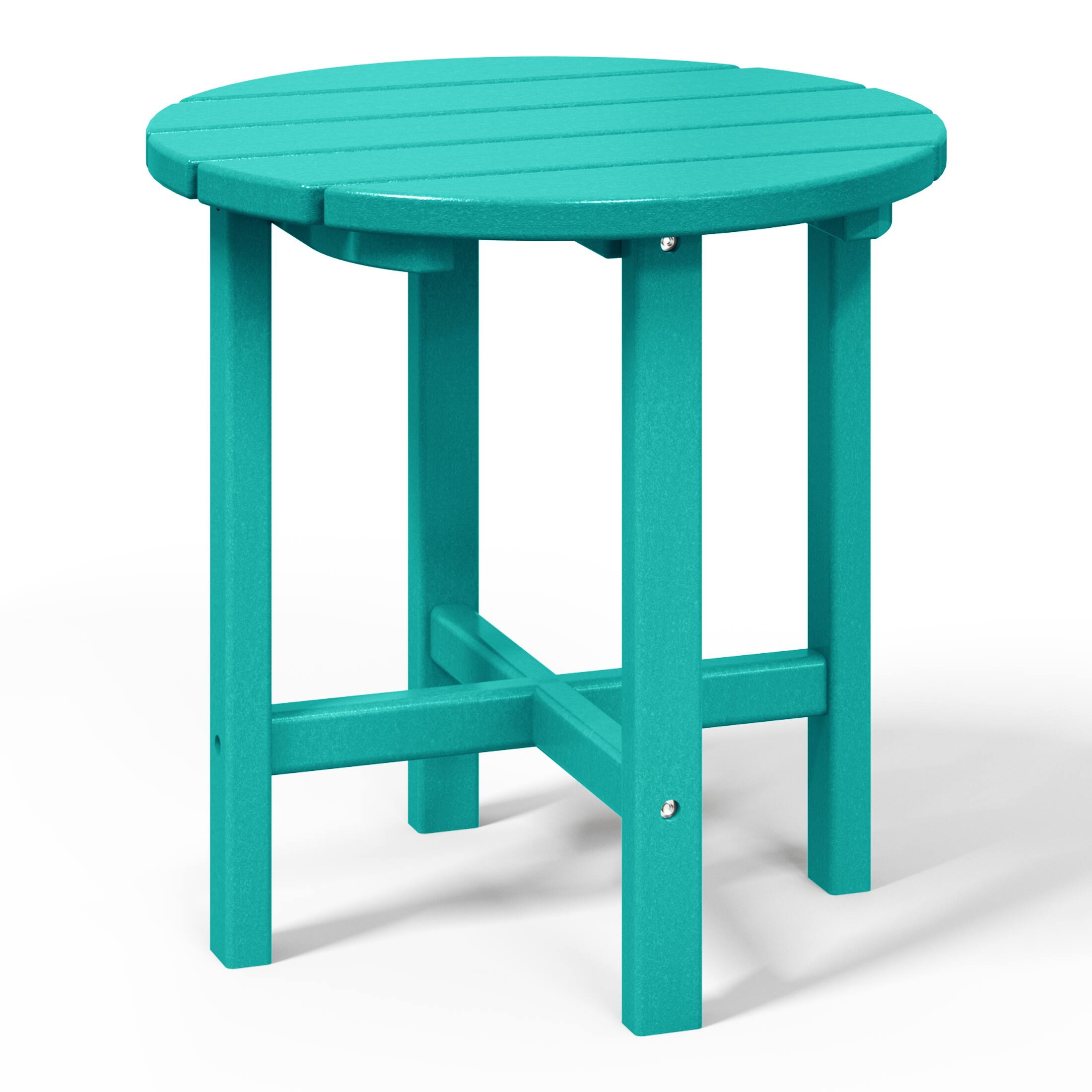 Left. WestinTrends - WestinTrends Dylan Adirondack Round Outdoor Side Table - Turquoise.