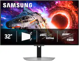 Samsung - 32" Odyssey OLED G8 (G80SH) 4K UHD 240Hz 0.03ms glare free Gaming Monitor with HDR 400 (USB-C (98W), HDMI, DisplayPort) - Silver