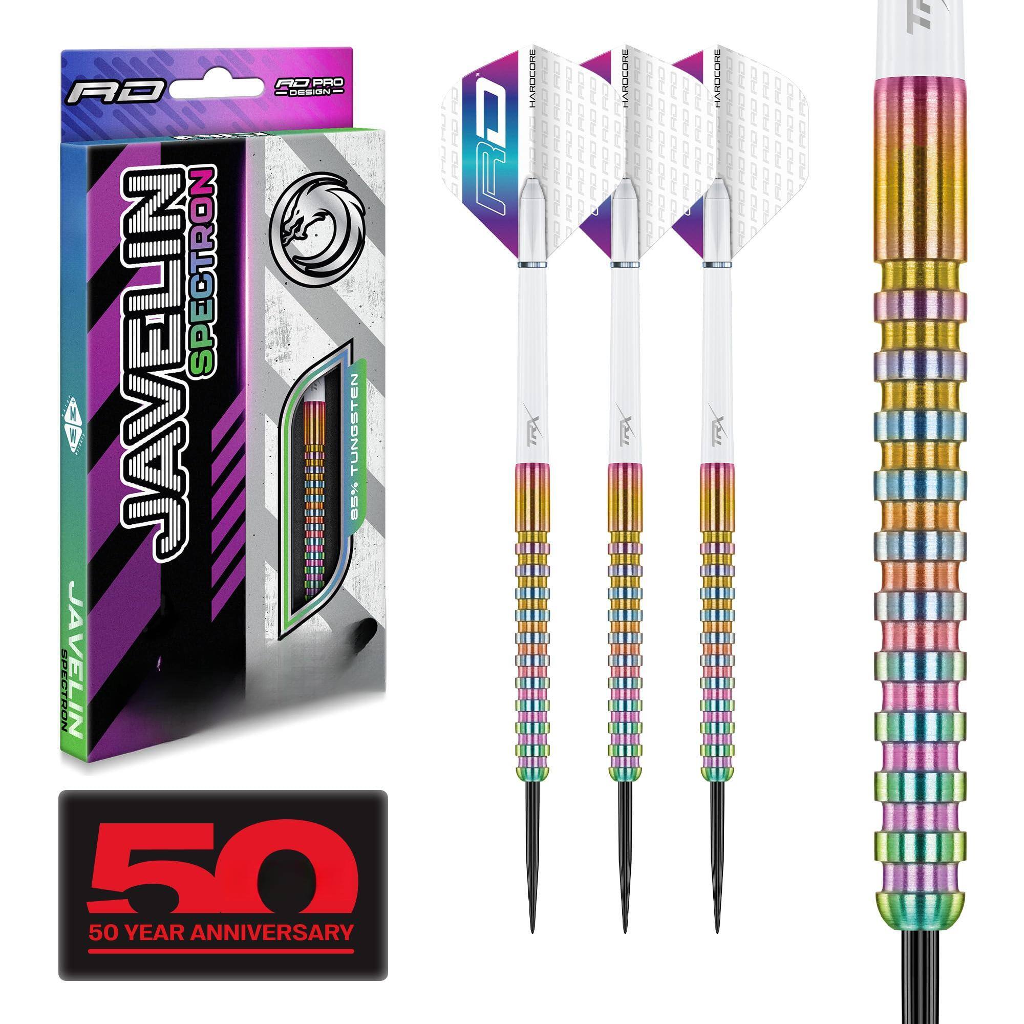 Sure, here is the corrected and grouped text from the image:

---

**RD**  
**JAVELIN SPECTRON**  
**TUNGSTEN B5%**  
**SPECTRON JAVELIN 50**  
**50 YEAR ANNIVERSARY**  
**HARDCORE**  
**HARDCORE**  

---

**50**  
**50 YEAR ANNIVERSARY**  

---