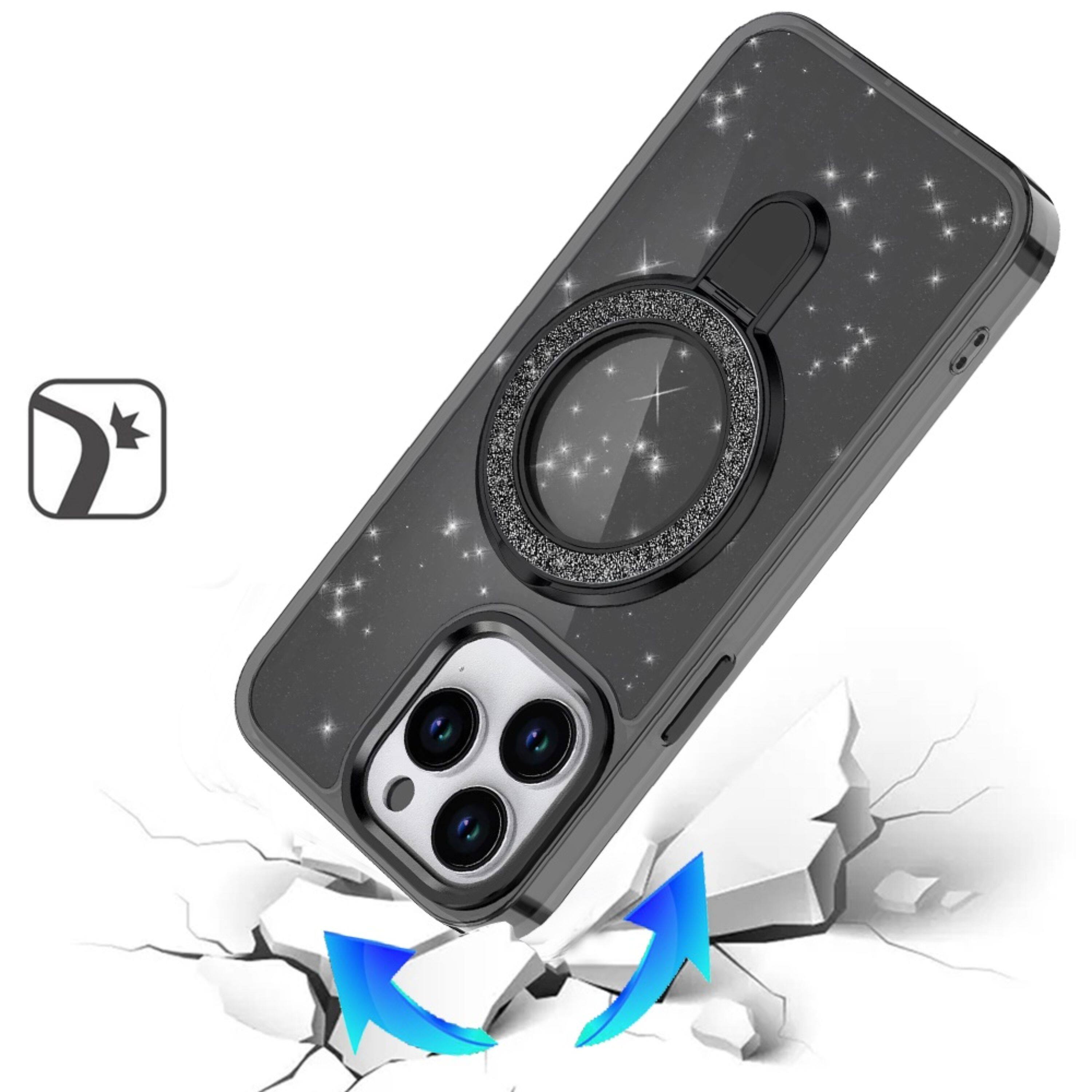 Left. Kitcheniva - Sparkling Magnetic Phone Case For iPhone 13 Pro Max Black - Black.